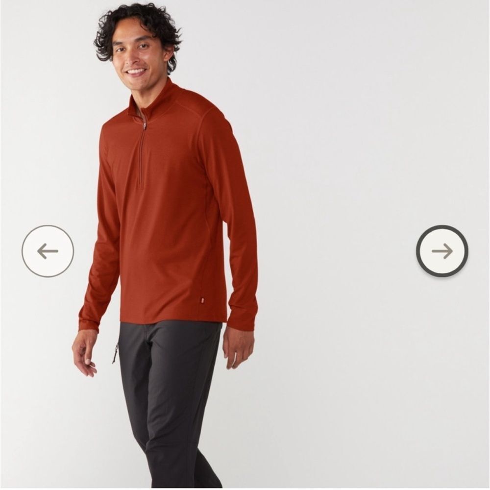 REI Mens‎ Midweight base layer half zip Longsleeve top Deep Carmine XXXL Nwt